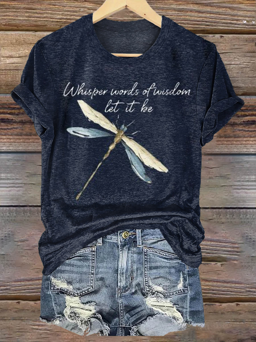 Hippie Dragonfly Art Print Casaul Short Sleeve T-shirt