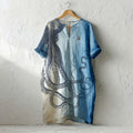 Japanese Octopus In Gradient Art Linen Tank Dress elevenforest