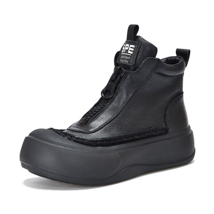 Zip Booties Authentic First Layer Cowhide Boots