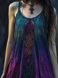 Vintage Celtic Knot Gradient Lace Linen Halter Dress elevenforest