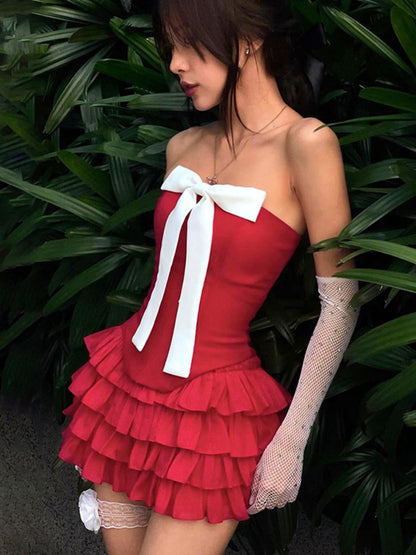 Taruxy Bow Splice Crop Tops Off Shoulder Backless Bodycon Tank Top Hot Club Party Slim Vest Woman