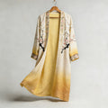 Japanese Cherry Blossom Boho Gradient Flowy Long Linen Kimono elevenforest