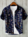 Kiruto Pineapple Ivy Linen Blend Comfy Shirt elevenforest