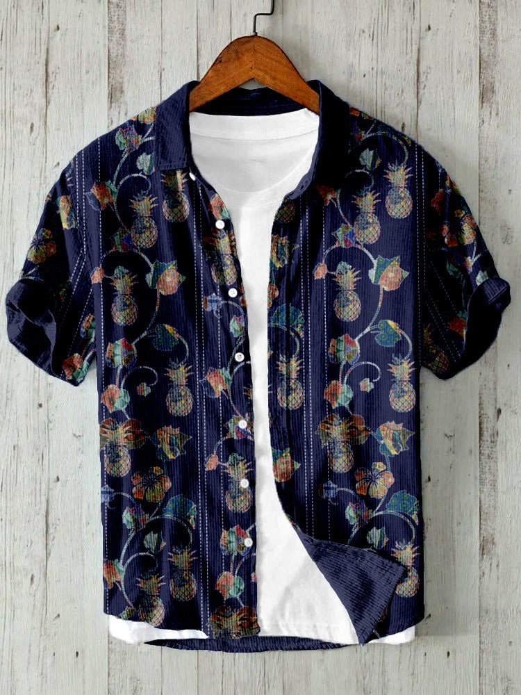 Kiruto Pineapple Ivy Linen Blend Comfy Shirt elevenforest