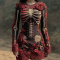 Vintage Halloween Skeleton Art Knit Sweater Dress elevenforest
