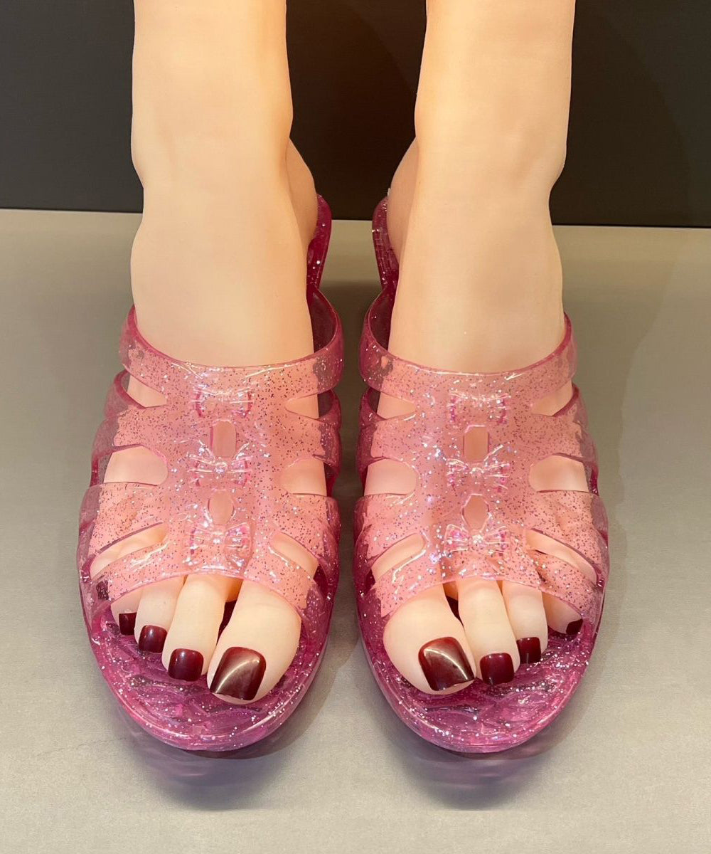 Comfortable Wedge Rose Clear Slide Sandals Peep Toe Ap1051