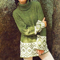 Women'S Warm Lace Design Turtleneck Aran Sweater elevenforest
