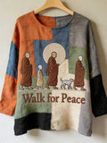 Comstylish Walk For Peace Monks With Aloka Dog Patchwork Tunic