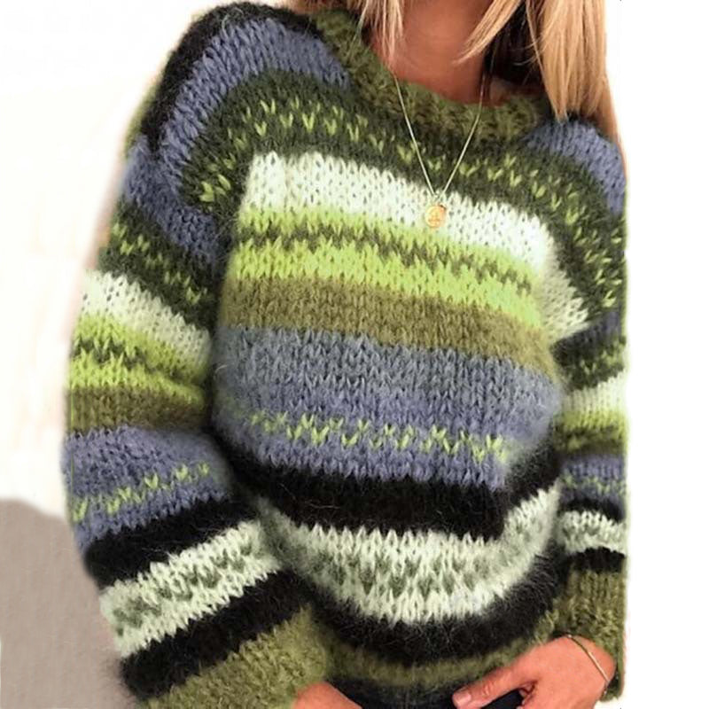 Vintage Rainbow Jacquard Long Sleeve Sweater elevenforest