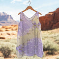 Women's Boho Purple Rose Polka Dot Art Linen Tank Top elevenforest