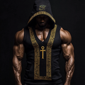 Men's Ankh Ancient Egyptian Embroidered Hooded Vest elevenforest