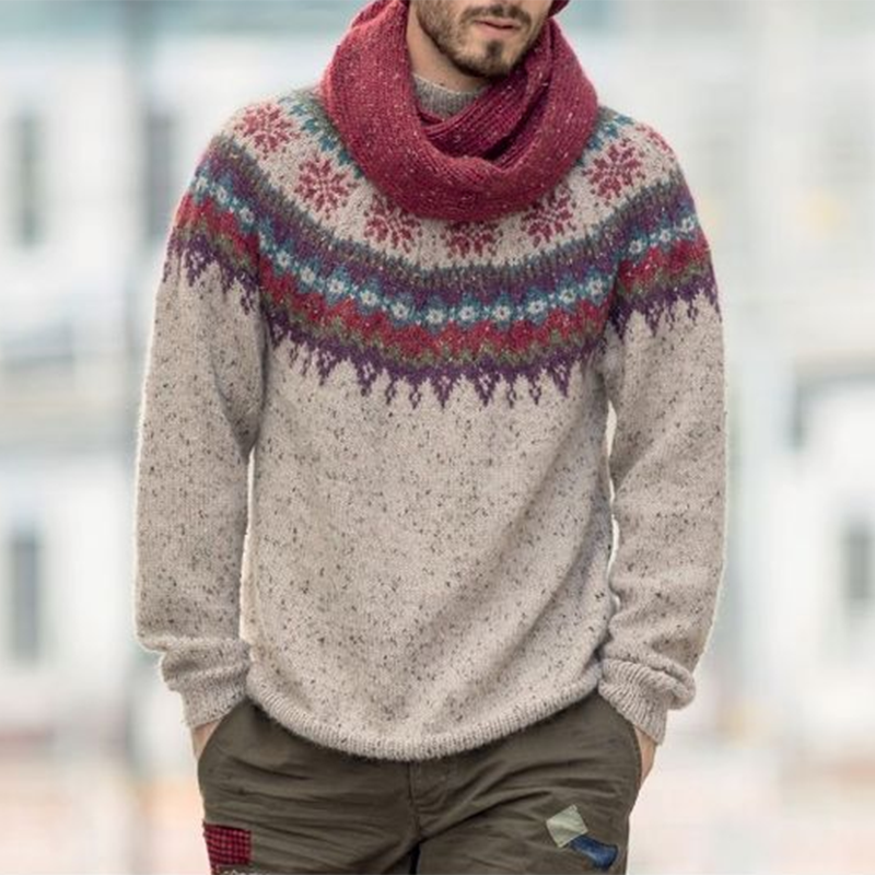 Men's Fairman Vintage Christmas Island Knit Jacquard Crew Neck Sweater elevenforest