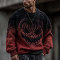 Men's Halloween Pumpkin Face Gradient Cozy Knit Pullover Sweater elevenforest