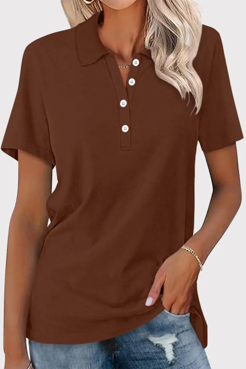 Simplicity Buckle Turndown Collar T-shirts