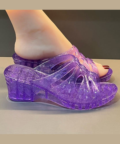 Comfortable Wedge Rose Clear Slide Sandals Peep Toe Ap1051