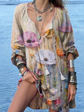 Women's Vintage Floral Print Casual Beach Dress