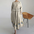 Vintage Floral Embroidered Lace And Linen-blend Dress elevenforest
