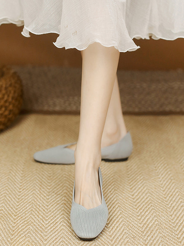 Color Square-toe Flats Shoes
