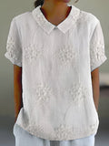 Women's Casual Lace Floral Embroidery Print Shirt