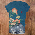 Comstylish Women's Vintage Floral Print V-neck T-shirt