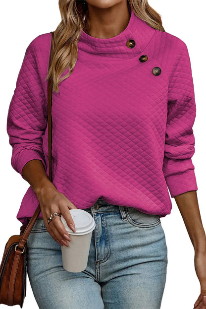 Quilted Stand Neck Pullover Sweatshirt