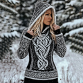 Women's Viking Style Knitted Jacquard Hooded Sweater elevenforest