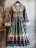 Vintage Lace Floral Women's Long Dress elevenforest