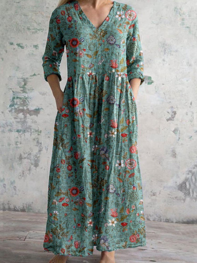 Women's Retro Floral Print Dress elevenforest