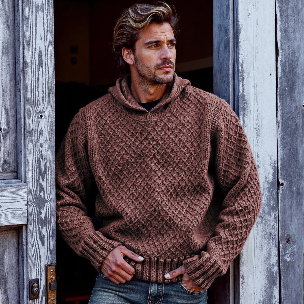 Men's Retro Cross Pattern Hooded Sweater elevenforest