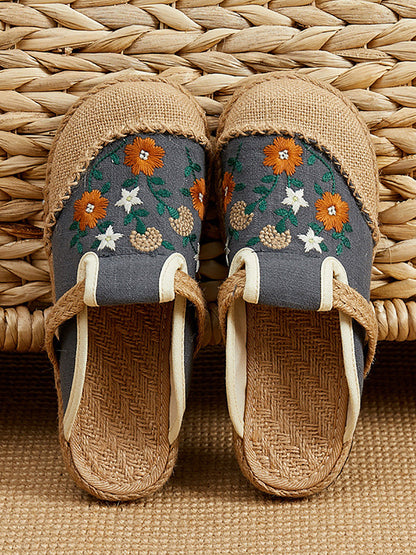 Summer Flower Embroidery Slippers Cc050