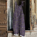 Women's Bohemian Style Floral Linen Print Cotton Linen Jumpsuit elevenforest