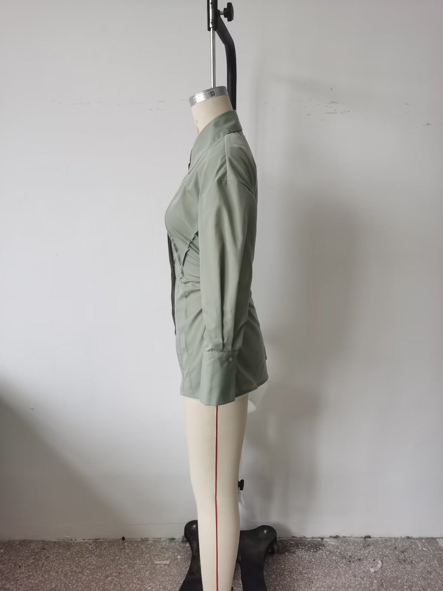 Niche Design Pinch Pleated Cardigan Blouse