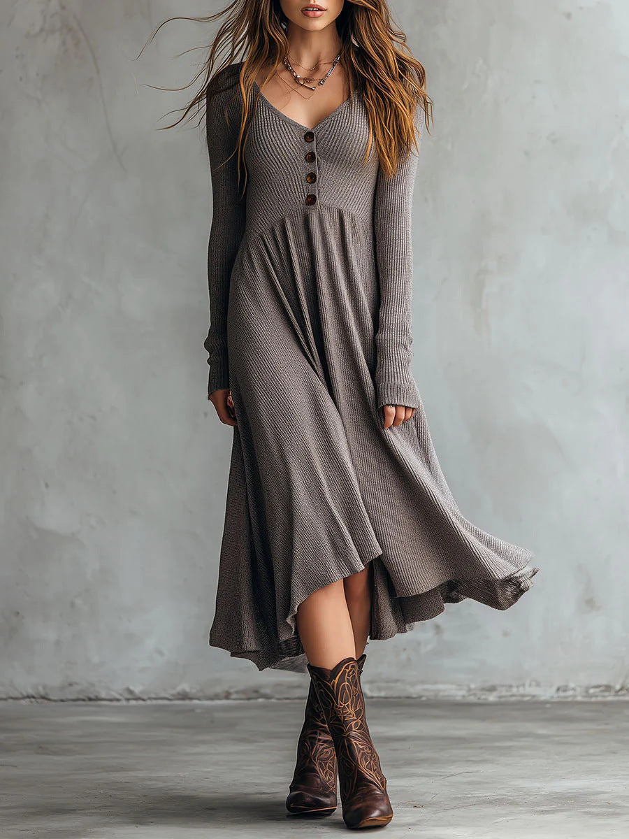 Comstylish Retro Casual Elegant Fitted Mid-length Dress