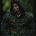 Men's Halloween Forest Monster Celtic Cozy Knit Hooded Sweater elevenforest