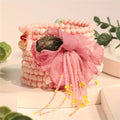 Bohemian Pink Floral & Butterfly Charms Beaded Multi-layered Stackable Bracelet elevenforest