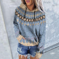 Iceland Geometric Wave Jacquard Hooded Sweater elevenforest