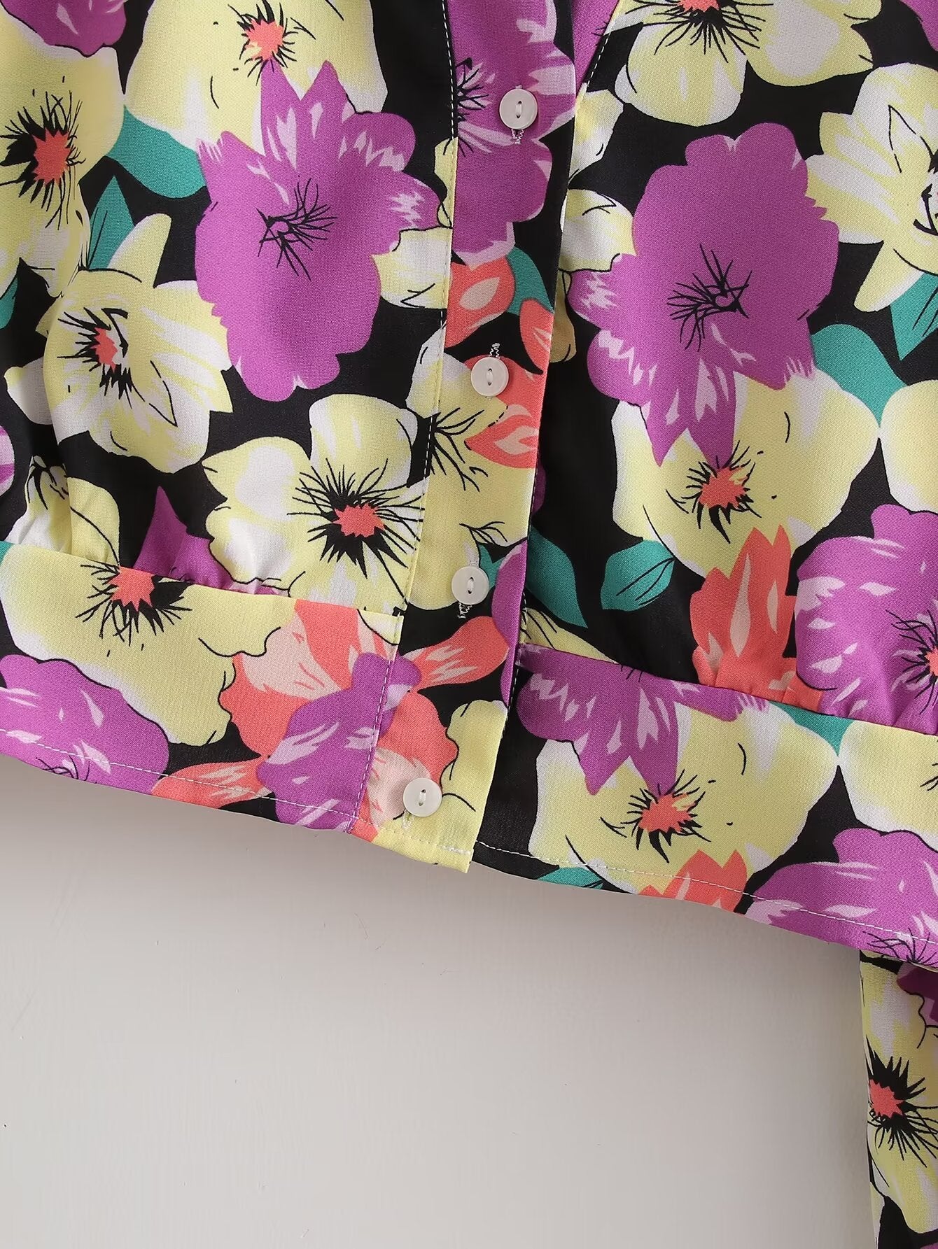 Spring Print Long Sleeve Loose Shirt – Flower Pattern Blouse