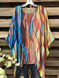 Women's Vintage Gradient Irregular Stripe Printed Top