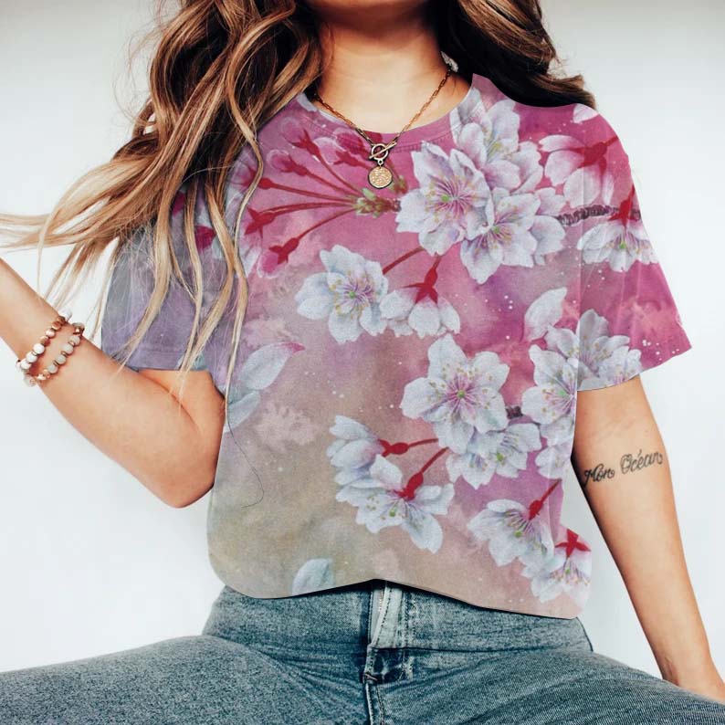 Women's Floral Art Casual T-Shirt elevenforest