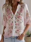 Pink Rose With Sparkle Women's Casual Shirt Top elevenforest