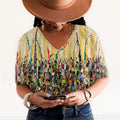 Comstylish Women's Oil Painting Black Juneteenth Print T-shirt