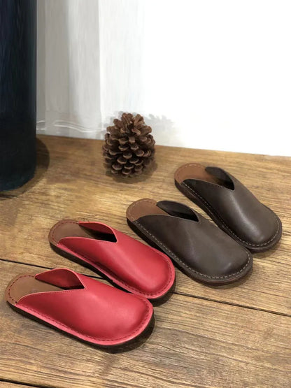 Summer Soft Leather Flat Slippers We1012