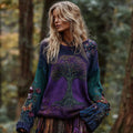 Women's Vintage Life Of Tree Knit Crew Neck Sweater elevenforest