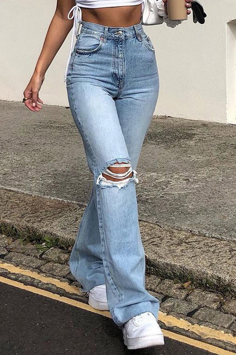 Street Ripped Make Old Boot Cut Bottoms(3 Colors)