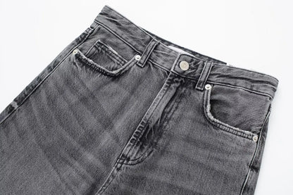 Fall Clothing Wide Leg Mid Waist Long Jeans – High Waisted Denim Pants