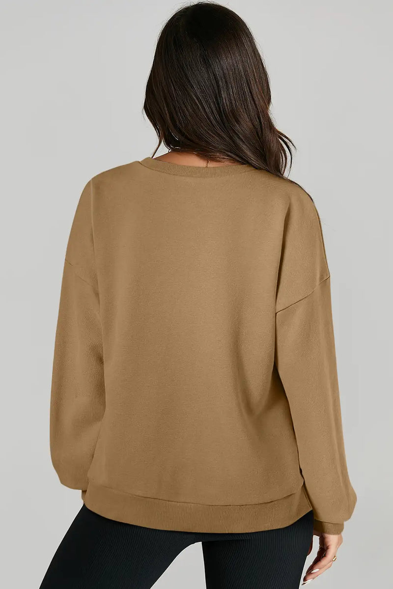 Stylish Brown High Low Hem Sweatshirt