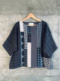 Vintage Polka Dot Geometric Women's Linen T-shirt elevenforest