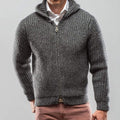 Men'S Vintage Knit Jacquard Zip Hooded Sweater elevenforest