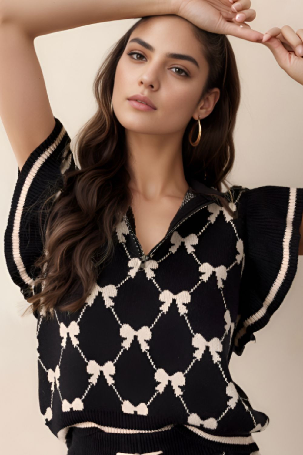 Esther® | Half zip sweater vest with bow