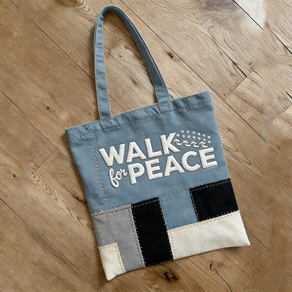 Comstylish Peace Slogan Color Block Design Tote Bag 1